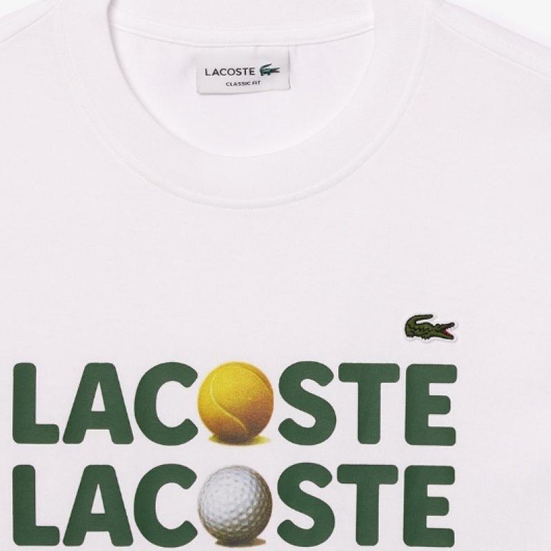 Lacoste Men S Heavy jerSey LeTTering Ball Graphic T ShirT Th7370 54g 001