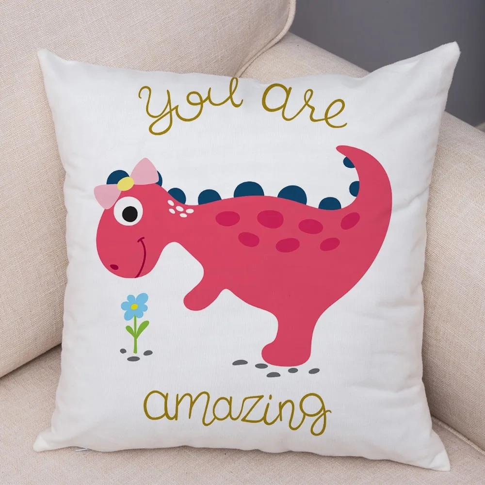 Süße Cartoon-Dinosaurier-Dekorative Kissenhülle Büro Wohnzimmer Heim-Kissenhülle Auto-Schmuck