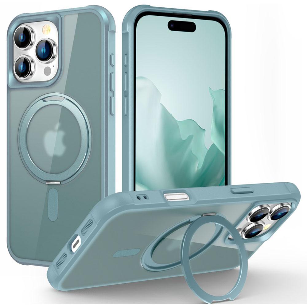 For iPhone 16 Pro Case Compatible with MagSafe Rotatable Ring Kickstand TPU+PC Phone Cover