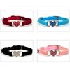 1Pcs Adjustable Cat Collar Heart with Rhinestone Bell Blue for Outdoor Home Sport Travel Pet Kitten Cat Collar