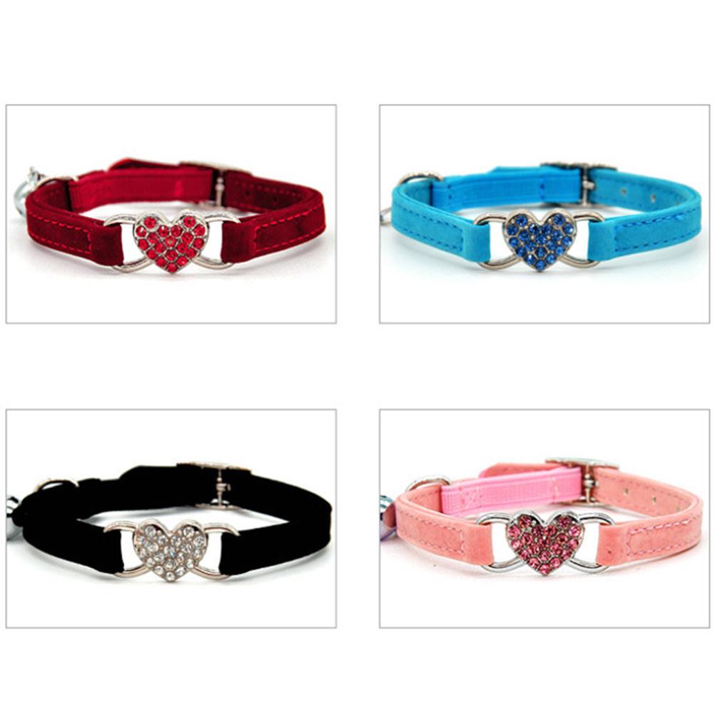 

1Pcs Adjustable Cat Collar Heart with Rhinestone Bell Blue for Outdoor Home Sport Travel Pet Kitten Cat Collar синий