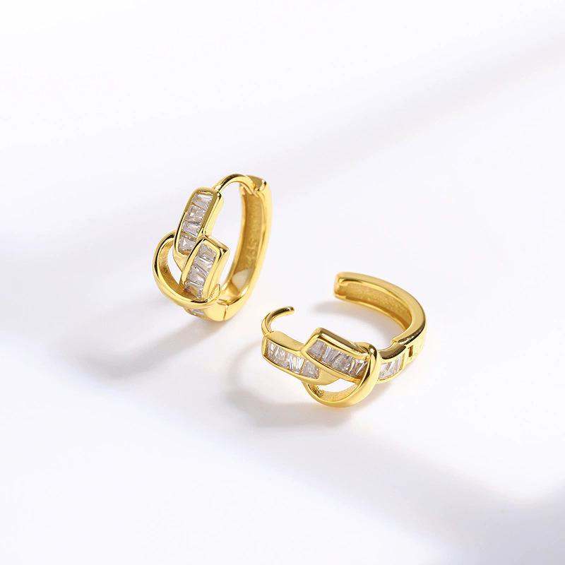 

Chic Minimalist Rhinestone Knot Earrings Elegant Studs With Premium Feel Versatile Fashion Jewelry For Women Daily Wear