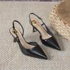128-8 Summer Pointed Toe Stiletto High Heels: Single Strap, Closed Toe, Versatile for Daily Wear, Slimming Fit.