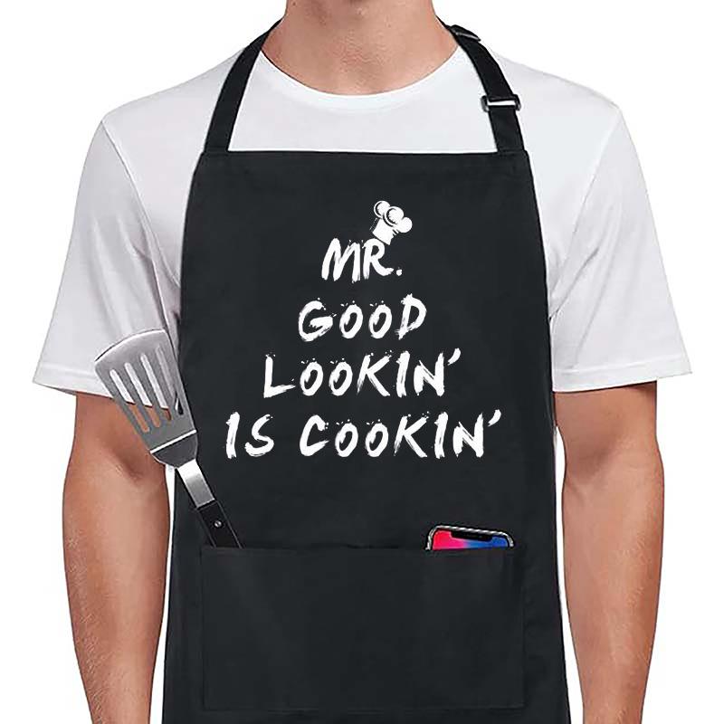 Unisex Hanging Neck Creative Letter Logo Apron for Couples - Ideal for Restaurants and Work