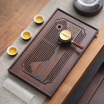 Creative Gifts Bamboo Tea Tray Portable Drainage Storage Tea Table Dry Wet Dual Use Simple Kung Fu Tea Set