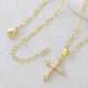 Square Sugar Zircon Cross Pendant Necklace - Simple, Fashionable, Daily Wear Collar Chain