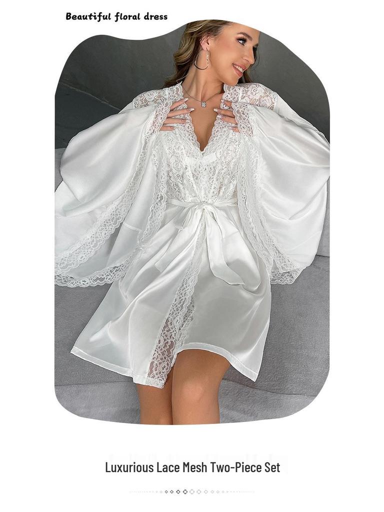 Women's Satin Bathrobe & Pajama Set 850 - Sexy & Loose Fit Homewear