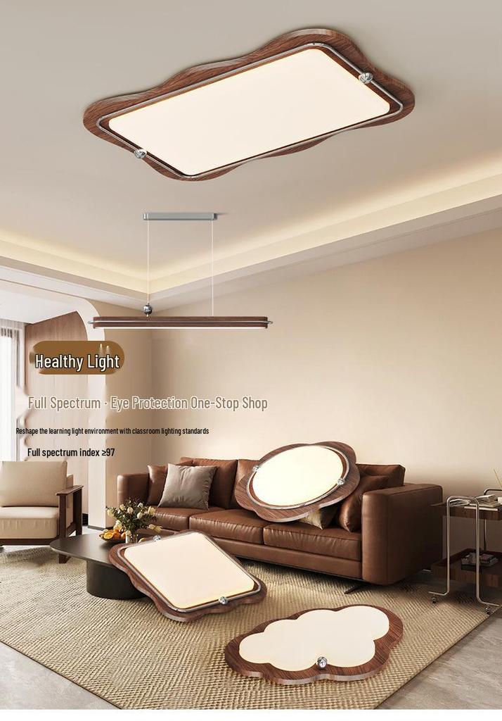 Vintage Solid Wood Eye Protection Ceiling Light for Living and Dining Rooms