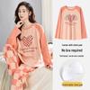 Women's 2025 Long-Sleeve Cartoon Pullover Pajamas with Chest Pad - Versatile Cotton Set for Indoor/Outdoor Wear (Autumn/Winter).