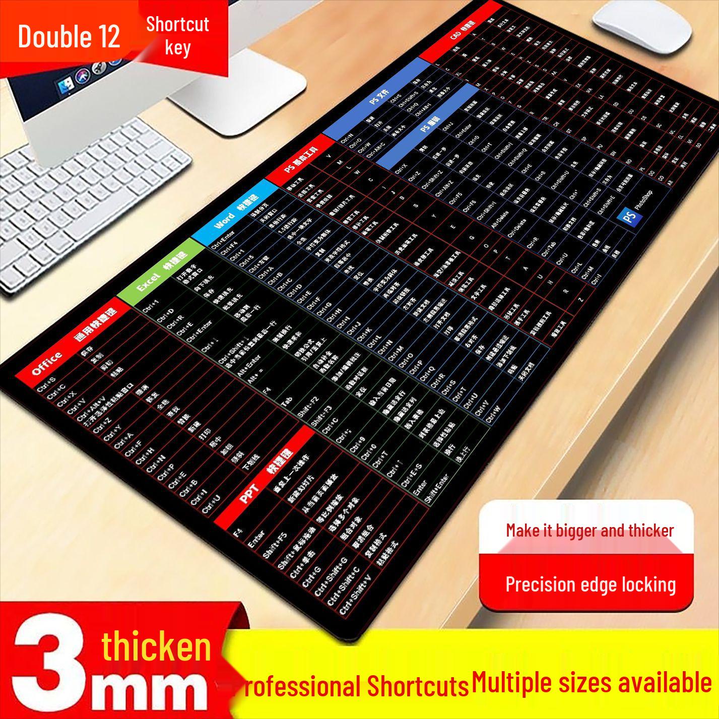 High Demand Customizable Large Gaming Anti-slip Mouse Pad / Office Pad with Quick Function Keys