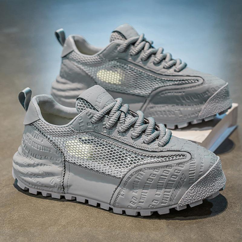 

Men s shoes summer breathable mesh dad shoes light luxury high-end heightening platform white shoes men s shoes 44 сірий колір