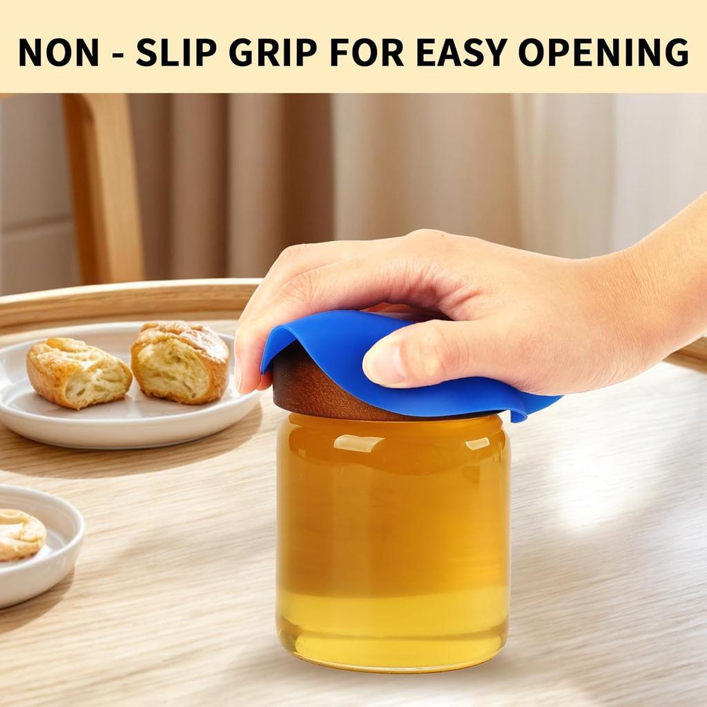 4-Pack Silicone Jar Opener Gripper Pads, 5 Inch Round Non-Slip Bottle Lid Opener for Easy Opening, Heat-Resistant Cup Coasters, Food-Grade Silicone,