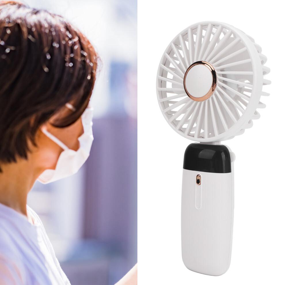 Foldable Quiet Handheld Fan 5 Speeds USB Rechargeable, 19x9cm White
