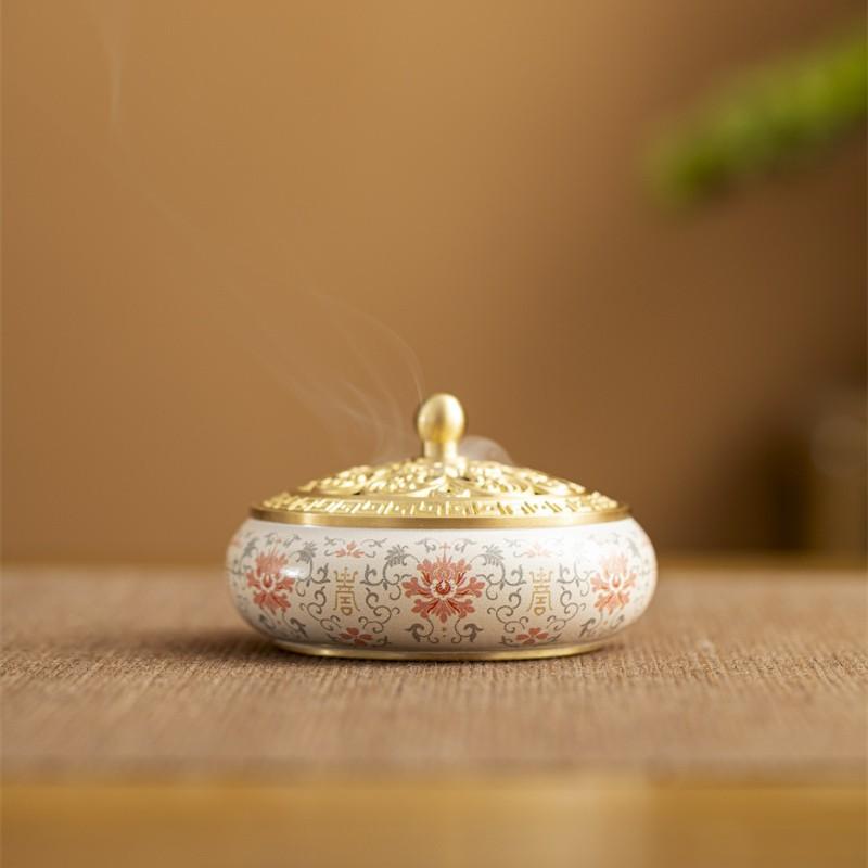 Ceramic Incense Burner with Incense Handmade Smudging Burn Bowl for Stick or Coil Incense Sage Cones Frankincense and Mosquito