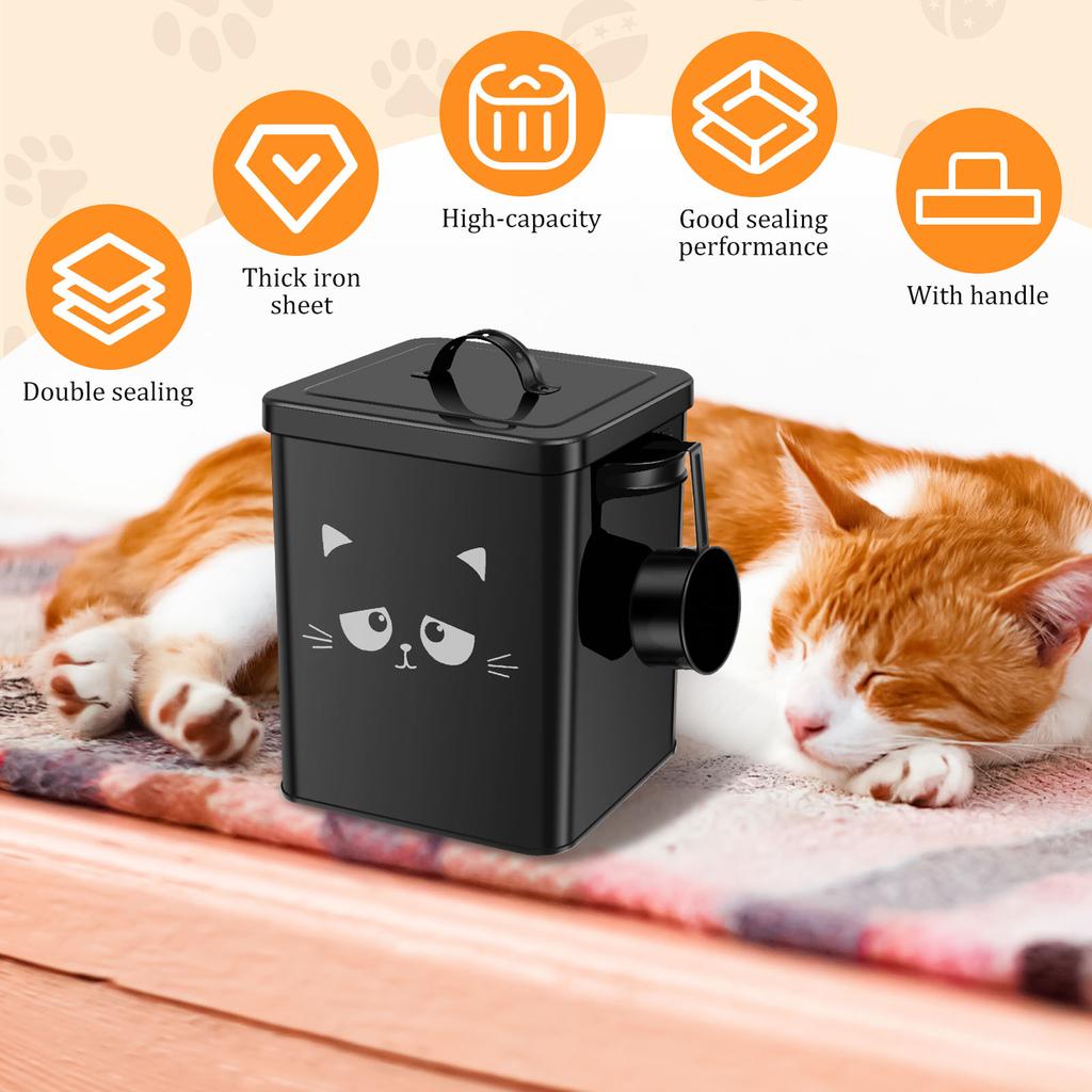 Cat Dog Food Storage Container Airtight Metal 6L Large Capacity with Lid and Spoon Pet Treats Storage Bucket Pet feed container