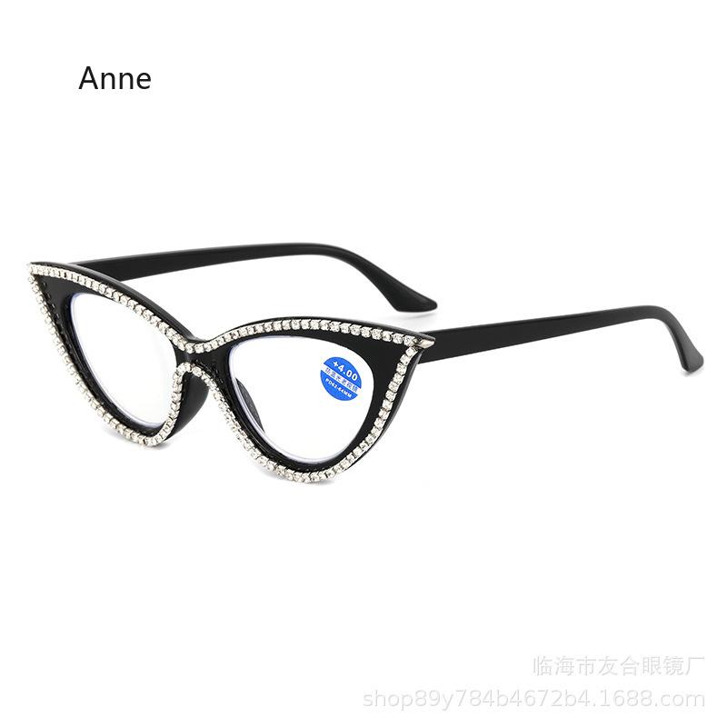 

Очки для чтения Бриллиантовый кошачий глаз Унисекс Винтажный стиль Рецептурные очки для чтения Линзы с прозрачными линзами Оптическая помощь для пожилых людей gafas 4