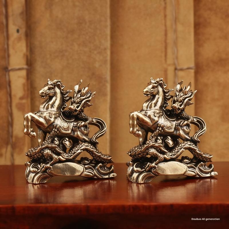 1 Stück Kind Reiten Home Office Schreibtischdekoration 2026 Jahr des Pferdes Messing Feng Shui Pferdefiguren Miniaturgeschenk