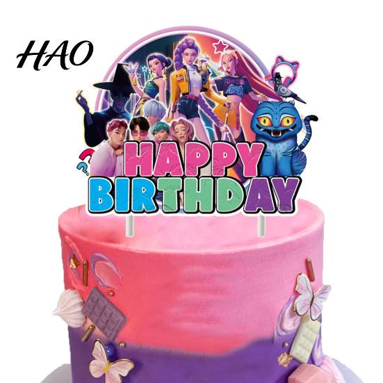 Affordable Birthday Party Decorations Demon Hunters Set Anime Theme Happy Themed Supplies with Banner Cake Toppers Backdrop for Kids Fans High-quality