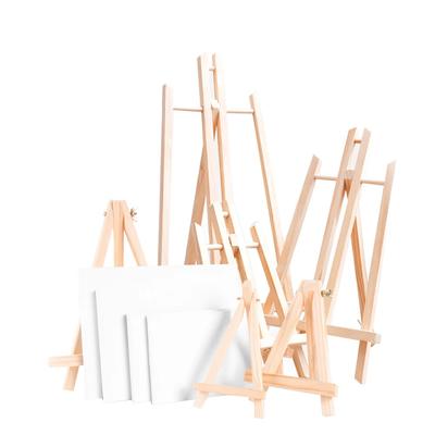 Holz Staffelei zum Malen, 20cm 24cm 30cm 40cm 50cm Höhe Klappbarer Tischständer Dreieckige Halterung, Malzubehör, 1 Stück HJ-02