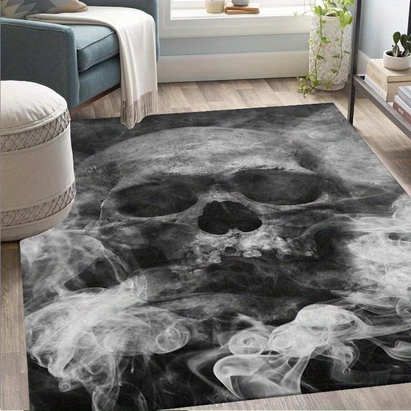 

1pc Smoked Skull Area Rug Crystal Velvet Non-Slip Mat, Gothic Skull Design for Living Room, Bedroom, Outdoor Patio & 60x90cm