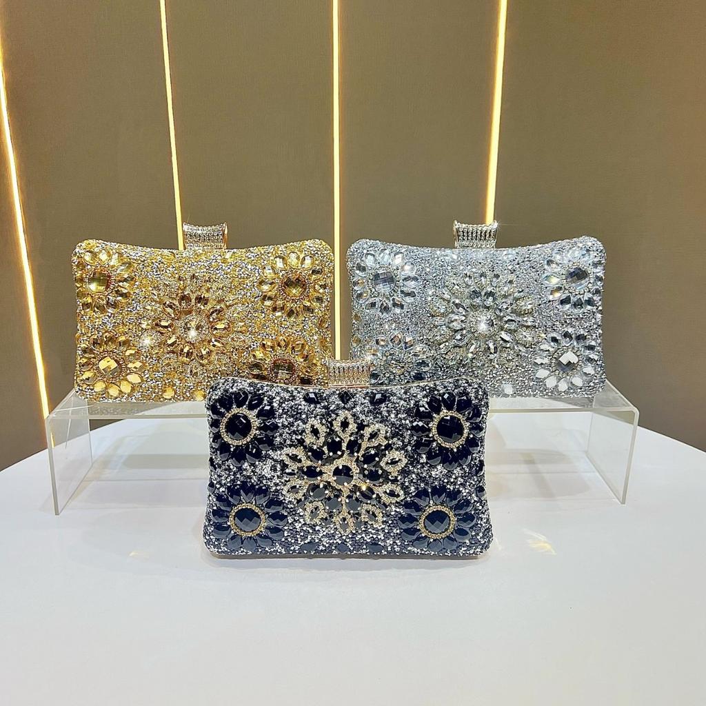 Rhinestone Evening Clutch Purses for Women Evening Weddings Party Purses Crystal Diamond Glitter Sparkly Handbag Women's Shoulder Bags With Chain