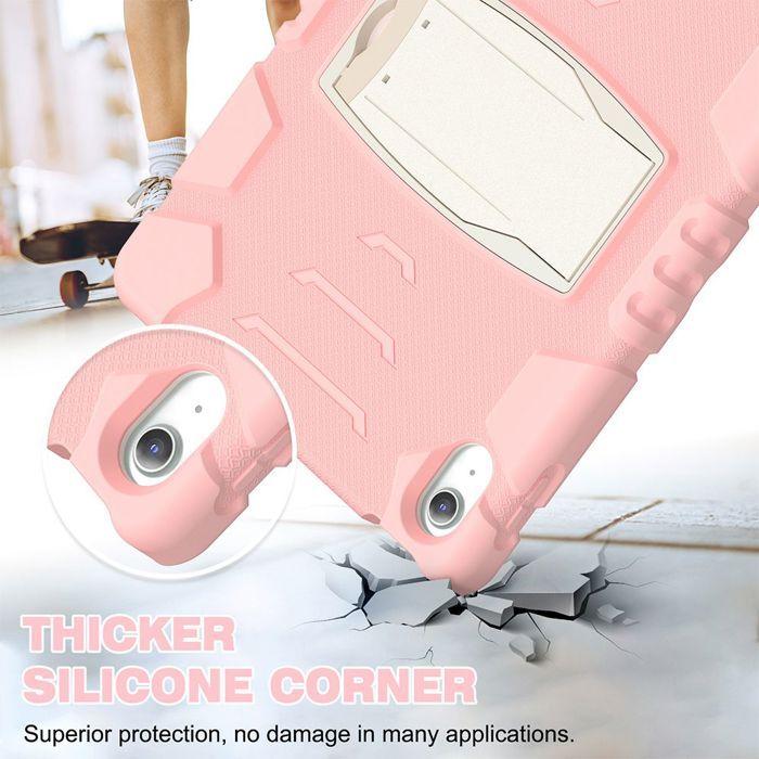 Coque pour iPad A16 11" - Protection Intégrale Antichoc - Rose - Silicone - PC Rigide - Support Arrière