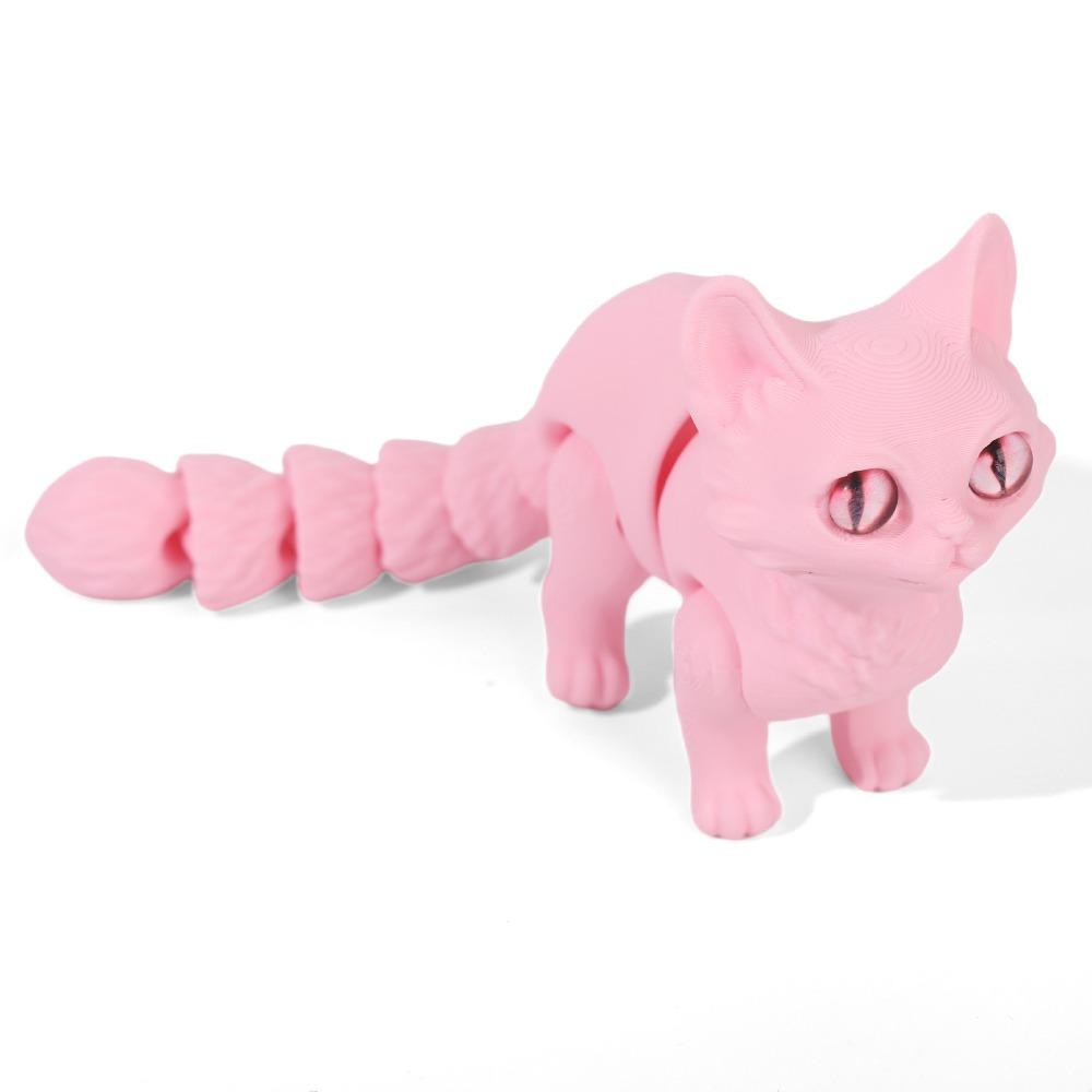 Plastic Material Articulated Cats Doll Big Eyes Cute Cat Figure 3D Printed Cat Model Home Decor