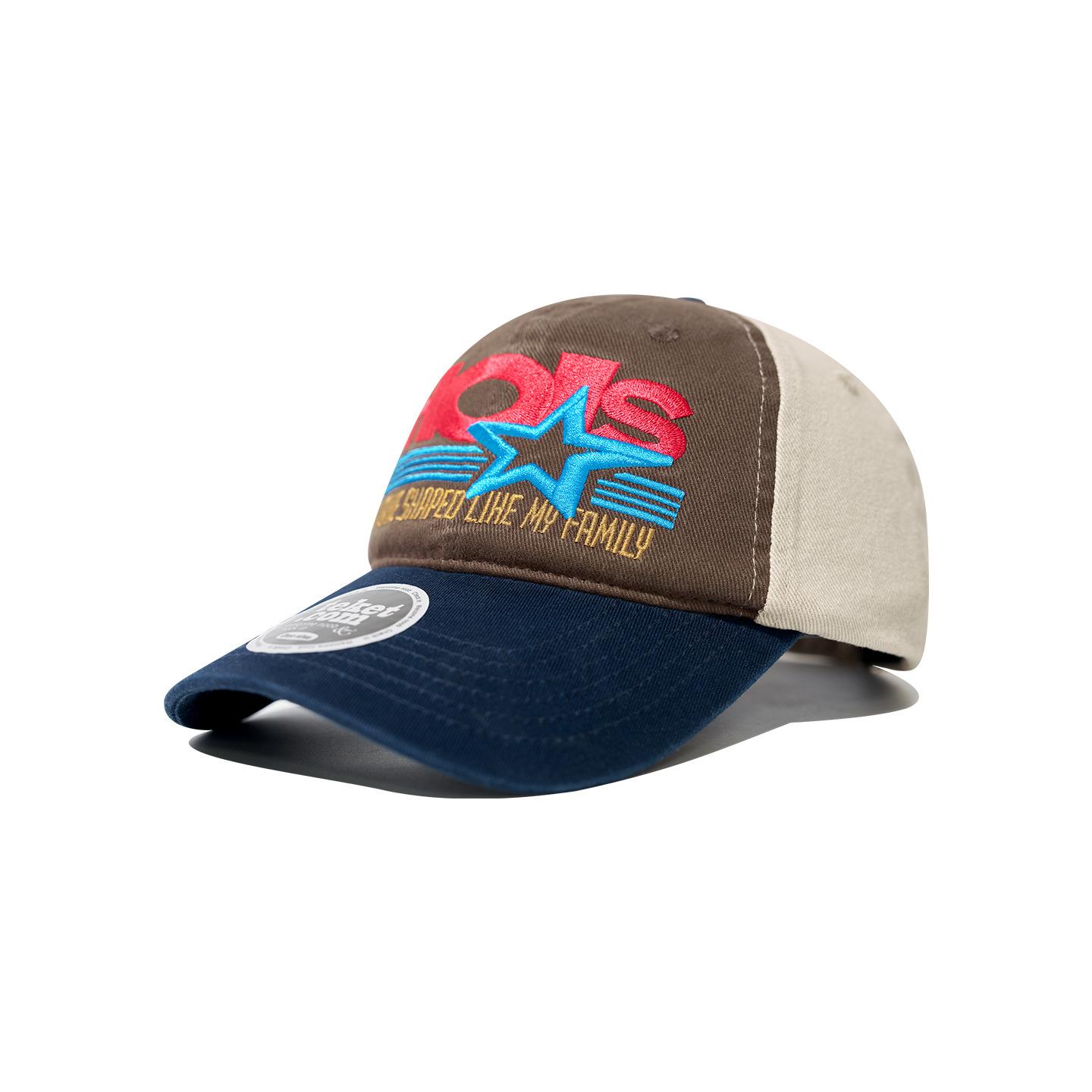 

Black and blue color matching baseball cap street retro pentagram letter embroidery soft top color matching cap tide adjustable