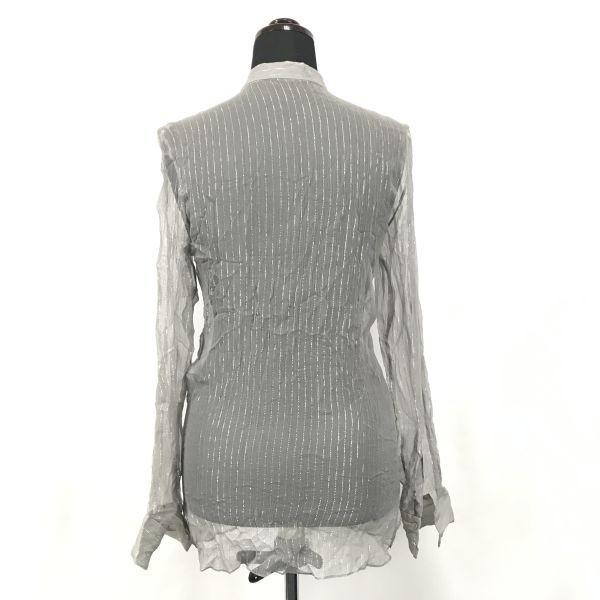 JOSEPH / 97% Silk Long Sleeve Sheer Shirt [Women’s S / 36 / Gray Stripe]