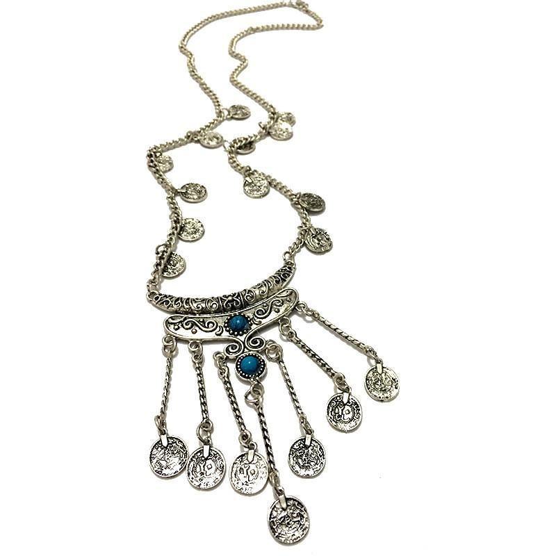 Vintage mynt halsband med legeringshänge för kvinnor och män i geometrisk stil