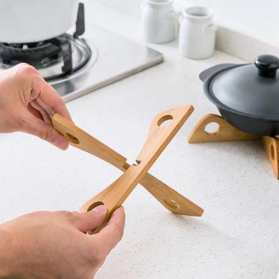 Porta Pentole Rimovibile Scaffale Organizzatore da Cucina Porta Pentole in Bambù Set di Sottopentole per Piatti Caldi Padelle Teiere Resistente al Calore per Ciotole