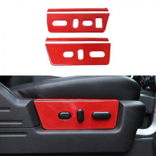 Seat Adjustment Switch Panel Decor Sticker Red Carbon Fiber For 09-14 Ford F150