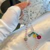 Crystal Flower Chain Luxury Beaded Portable Chain Wrist Short Lanyard Mobile Phone Case Car Keychain Bag Pendant