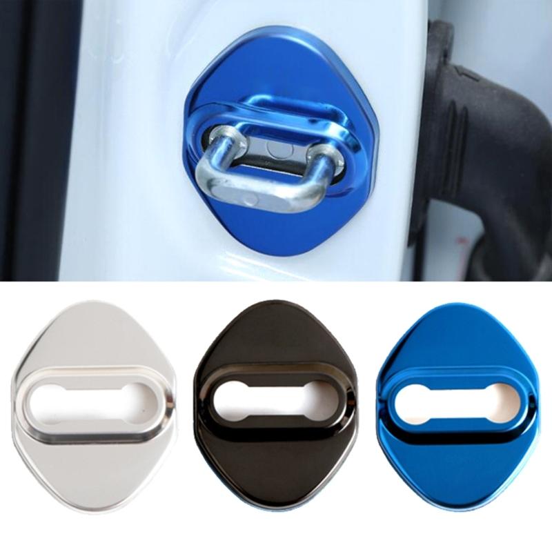 Car Door Locks Protective Cover Stainless Steel Door Lock Protective Cover Door Lock Case- Stickers Auto Interior Parts