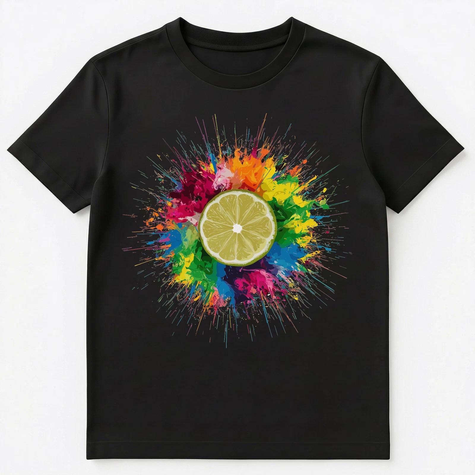 Colorful Paint Splash Lime Art Graphic Unisex T-Shirt S