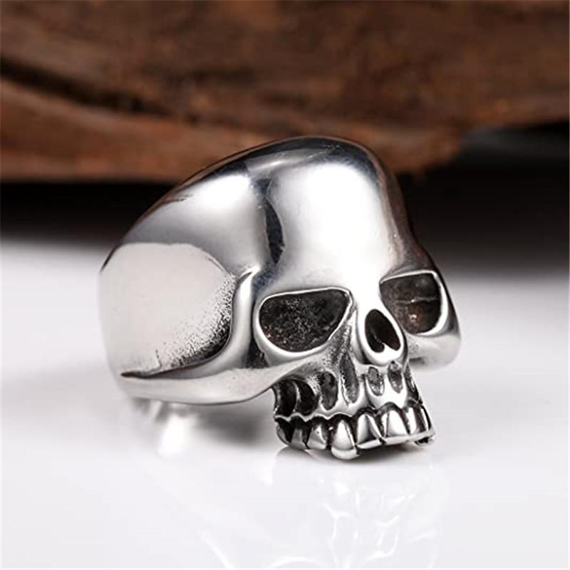 

Skeleton Head Ring 316L Stainless Steel Jewelry Polishing Men Boys Punk Biker Ring Size 6-15 8