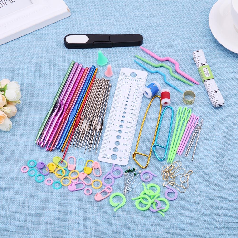 22pcs Yarn Crochet Needles Set Handmade Needles Yarn Tool Set Portable Practical Stainless Steel  Knitted Craft Kit