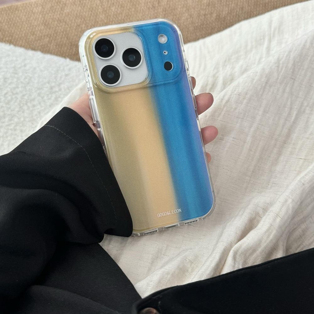 

Unique Crochet Blue-Gold Gradient with 3D Knitted Flowers Phone Case for iPhone 17 16 15 14 11 12 13 Pro Max Plus Back Cover iPhone 13