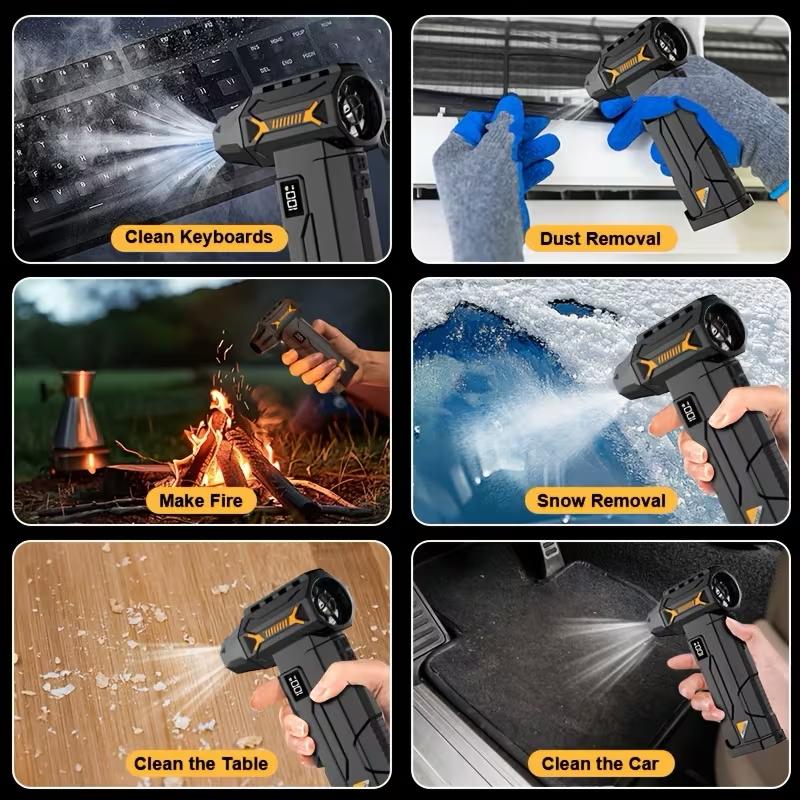 2026 New and Power 680000RPM Violent Turbo Fan Vacuum Air Blower 240W Brushless Motor 380g Pressure LED Light for Home Car PC Snow Cleaning