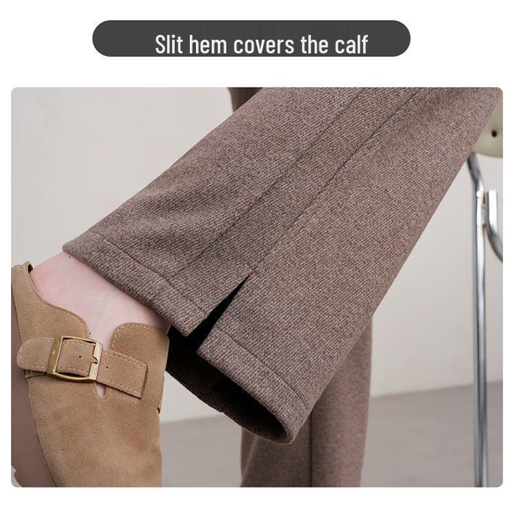 Women's High-Waisted Wool Wide-Leg Pants - Cozy Autumn/Winter Slimming Casual Trousers