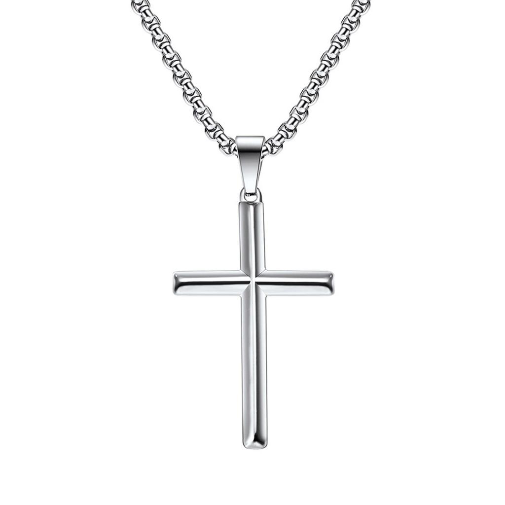 Colier Crucifix pentru femei și bărbați, hipoalergenic, din oțel titan, lanț religios, purtare confortabilă, bijuterii de credință