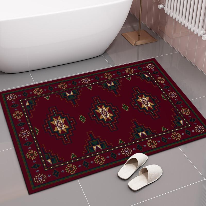 Luxury Retro Bohemian Ethnic Style Kitchen Mat Soft Thickened Kitchen Floor Mat Waterproof Non-slip Oil-proof Floor Mat Runner Rug