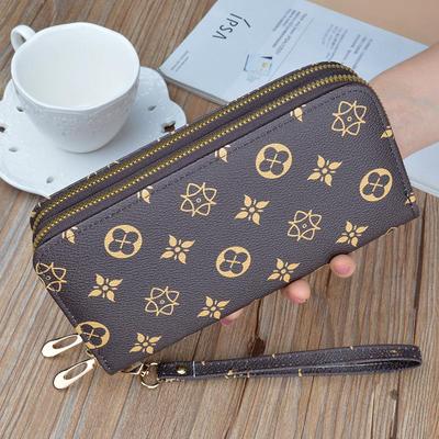 Women's Long Double Zipper Clutch - Fashionable Large Capacity Wallet with Phone Pocket