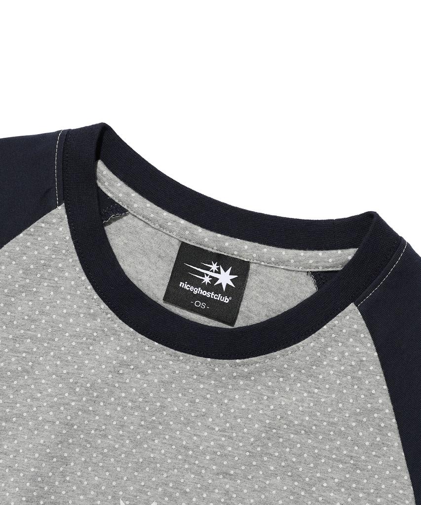 NICEGHOSTCLUB 3Star Dot Raglan Crop Tee_Grey(Ng2Gmft533A)