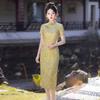 New Chinese Antique Small Floral Improved Short-sleeved Jacquard Cheongsam 1011 New Thin Waist Daily Dress Summer