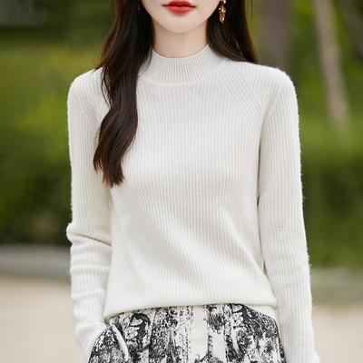 Neuer Herbst- und Winter-Rollkragenpullover nahtloser Halbrollkragenpullover einfarbig Basis Temperament vielseitig und dünn Unterziehpullover Strickpullover Damen