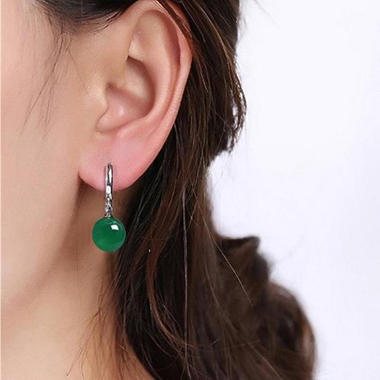 Silver Ring Earrings, Agate Gemstone, Ea Earrings, Earrings, Snaps, Natural S925 Jade