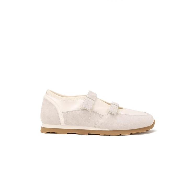 Cowhide shoes casual sports shoes hollow pair of Velcro Mary Jane shoes women's versatile