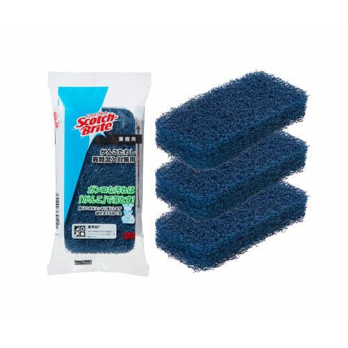 [.co.jp Exclusive] 3M Ganko Sponge Scrubbers, Professional Grade, Burnt-On Remover, 3-Pack, Scotch-Brite GANKO BLU, 3-Pack