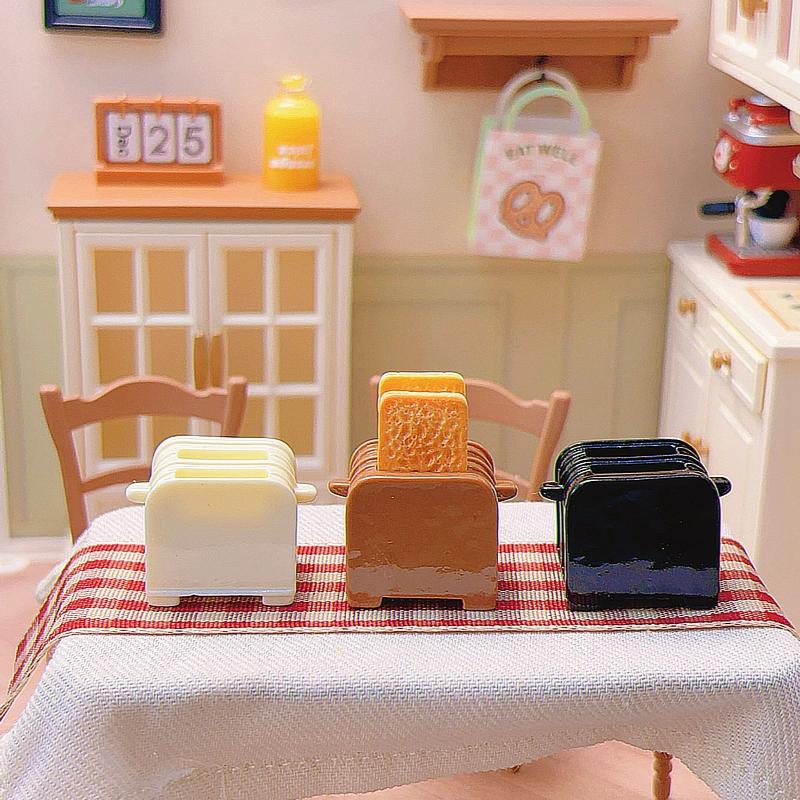 3Pcs Creative Mini Breakfast Bread Machine Set Miniature Food Toy Kitchen Scene Model Small Dollhouse Accessories